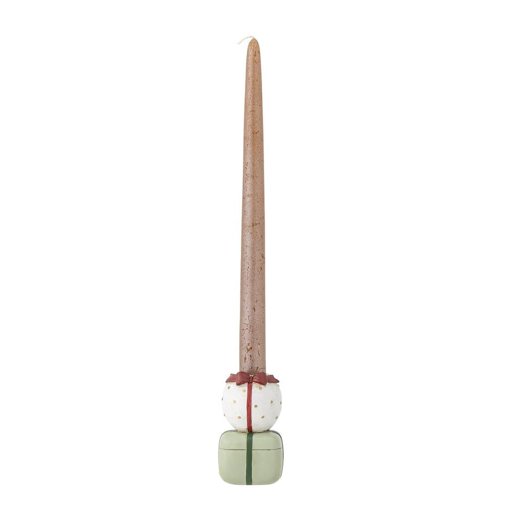Bloomingville Wish Kerzenhalter – Weihnachtsdeko in Geschenkform aus Polyresin Grün