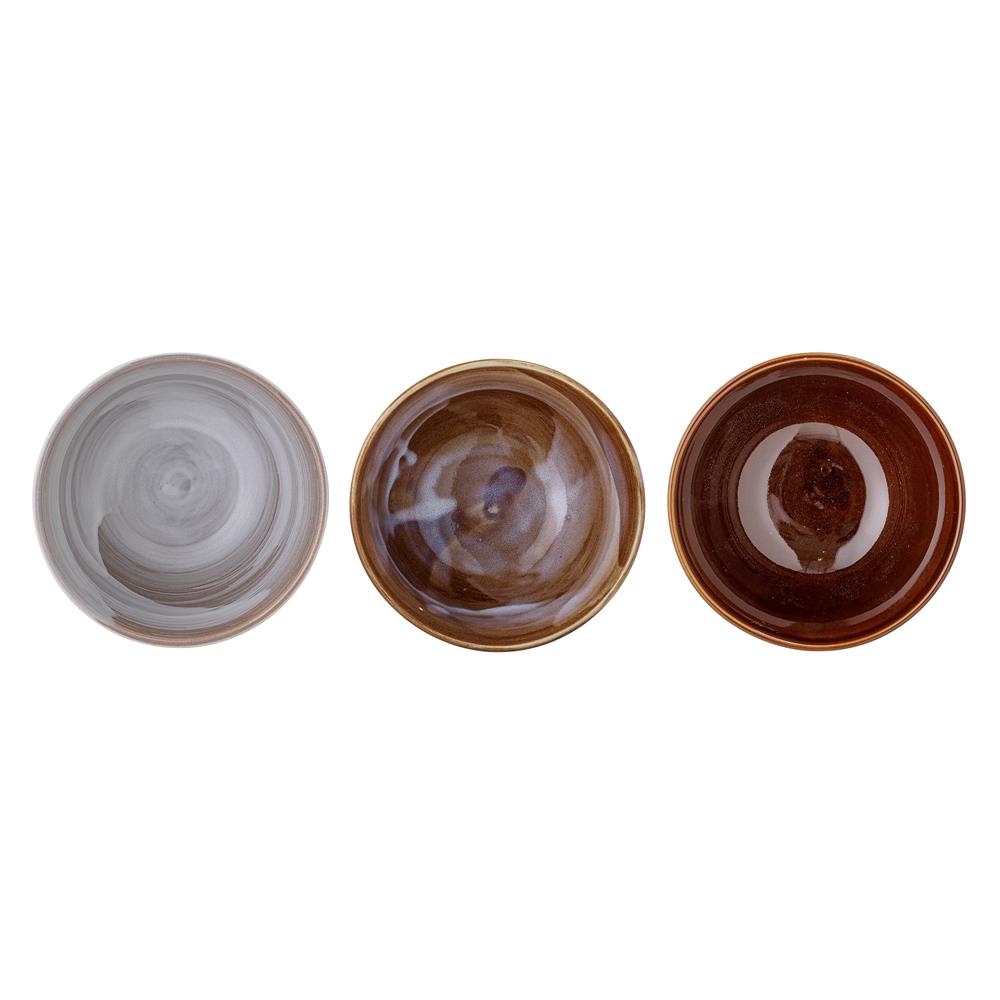 Bloomingville Lotus Schale, Braun, Steingut, D13,5xH7,5 cm, 3er Set