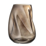 Bloomingville Ingolf Glasvase, Braun, 26 cm Blumenvase Dekovase mit gedrehter Form