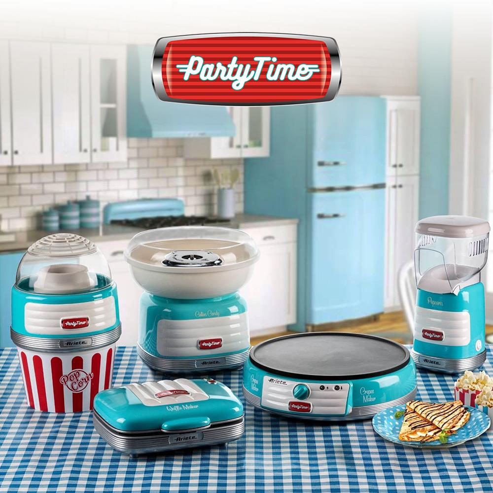 Ariete Party Time Crepes-Maker, Blau, Crepes-Maschine, Retro-Design, 50er Jahre-Stil