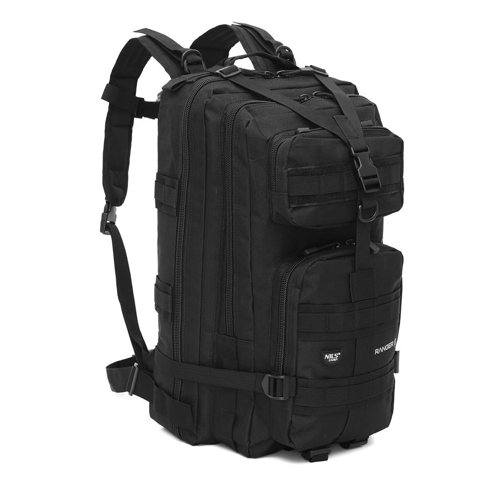 NILS CAMP Militärrucksack Ranger 45L Schwarz - Outdoor Trekking Rucksack Camping Survival