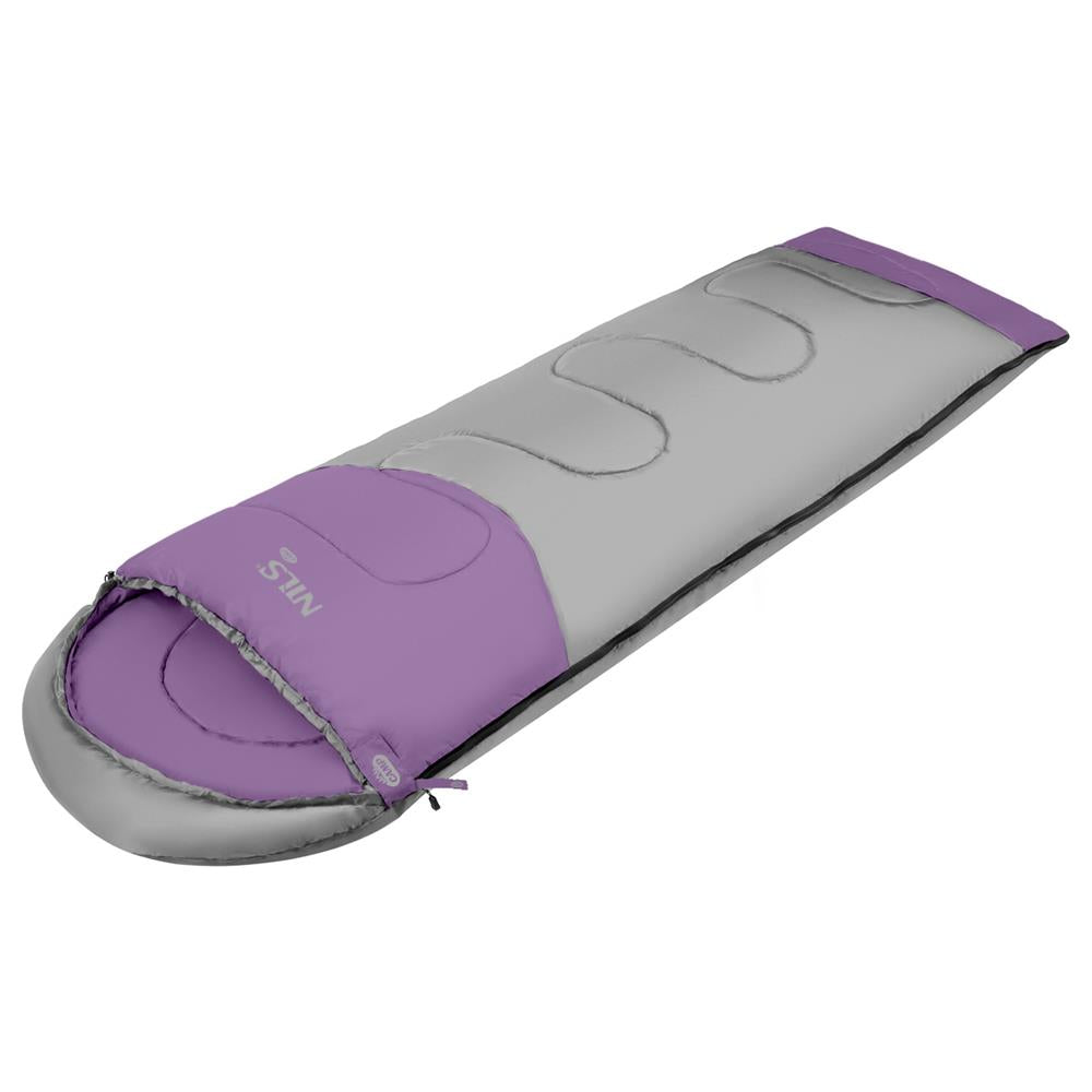 NILS CAMP Schlafsack Größe M Grau-Violett - Mumienschlafsack für Outdoor, Trekking & Camping