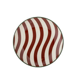 Bloomingville Jolly Weihnachtsteller, Rot, Steingut 16 cm mit Streifenmuster