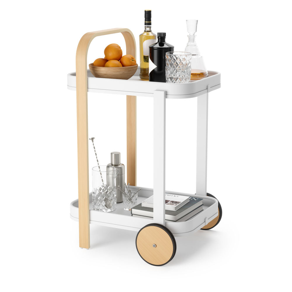 Umbra Bellwood Barwagen, Aufbewahrungswagen, Servierwagen in Weiß/Natur