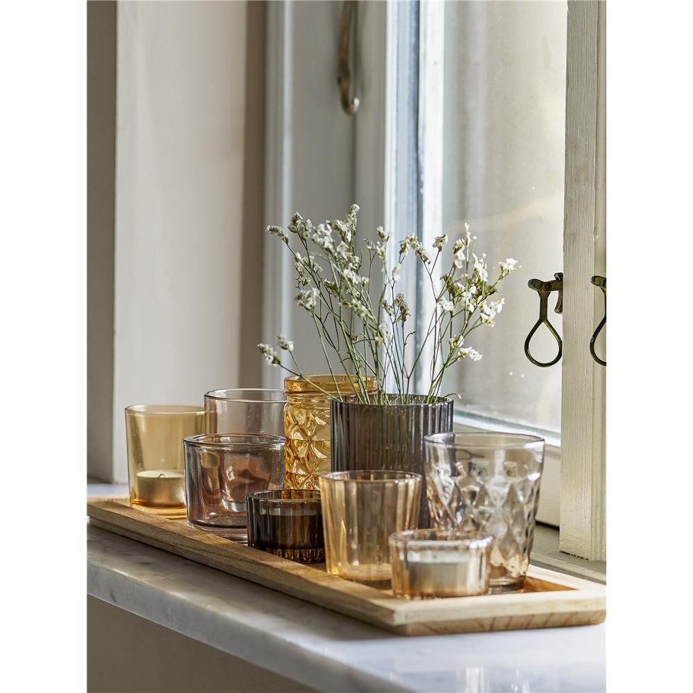Bloomingville Sanga Teelichthalter Set 10-teilig Braun Holztablett Teelichtgläser dänisches Design