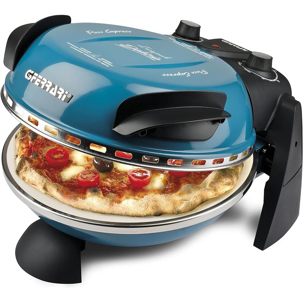 G3Ferrari elektrischer Pizzaofen Delizia 1200 W für Pizza Ø 31cm blau Pizzamaker mit feuerfestem Naturstein