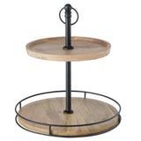 BOLTZE Etagere Opura 38cm 2-stöckig Holz Metall mit Griff für Dekoration Elegantes Design