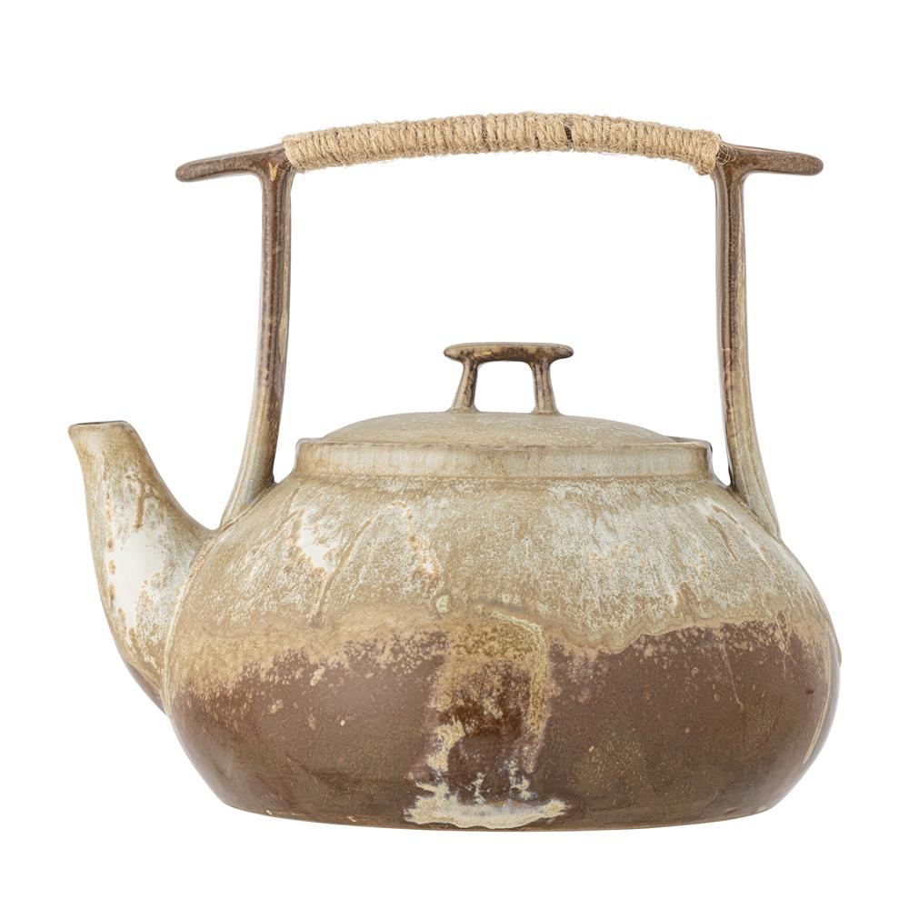 Bloomingville Ikigai Teekanne – Steingutkanne in Braun-Beige, 1550 ml, rustikales Design