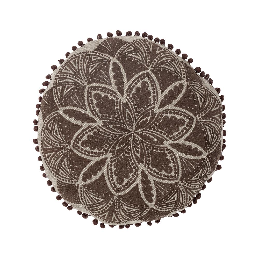 Bloomingville Cizzy Kissen mit Quasten Baumwolle Braun 40 cm Rund