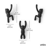 Umbra Buddy Haken 3er Set, Dekorative Wandhaken, Garderobenhaken in Schwarz