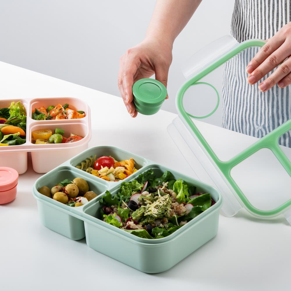 LocknLock To-Go Lunchbox 980 ml, Mint, 3 Fächer - Mikrowellengeeignet BPA-frei