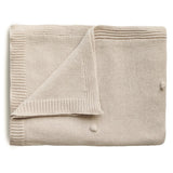 Mushie Gestrickte Babydecke Punkte, Off White Melange, aus 100% Bio-Baumwolle