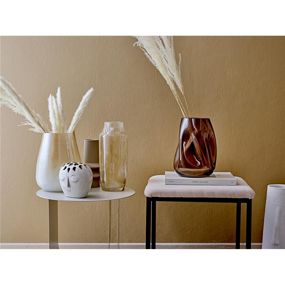 Bloomingville Elissa Vase 15,5 x 14,5 x 10 cm Weiß Steingut mit Gesicht Dekovase dänisches Design