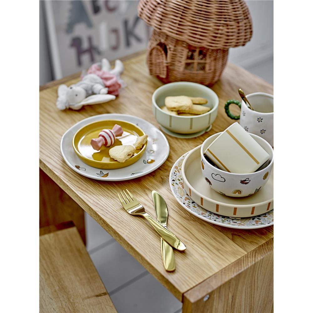 Bloomingville MINI Levi Geschirr-Set, Grün, Silikon, 3er Set mit Teller + Schüssel + Becher