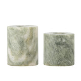 Bloomingville Kokoro Kerzenhalter 2er Set, Grün, Marmor – stilvolle Deko aus Naturstein