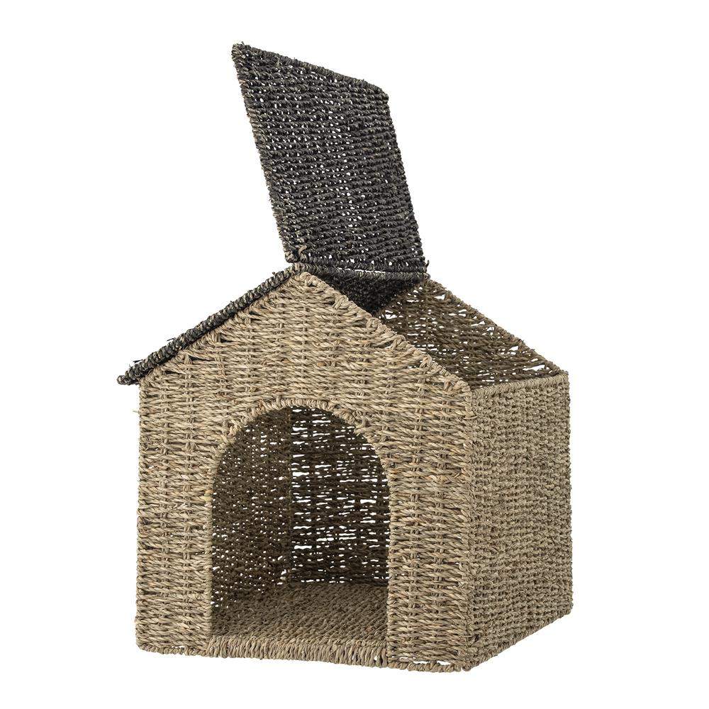 Bloomingville MINI Fredie Korb mit Deckel, Haus, Spielzeugkiste, Aufbewahrungskorb, dänisches Design