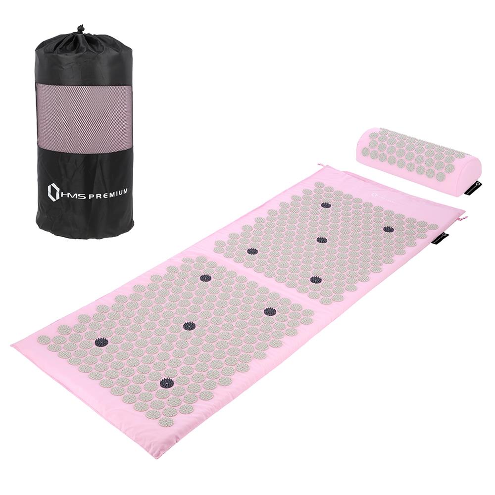 Akupressurmatte mit Kissen Rosa/Grau 15444 Punkte | HMS Premium AKM04