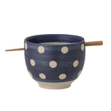 Bloomingville Masami Schale Essstäbchen Steingut Blau 13 x 10 cm