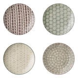 Bloomingville Karine Teller, 4er Set, Bunt, 20cm, Steingut, dänisches Design