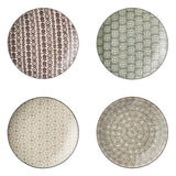 Bloomingville Karine Teller, 4er Set, Bunt, 20cm, Steingut, dänisches Design
