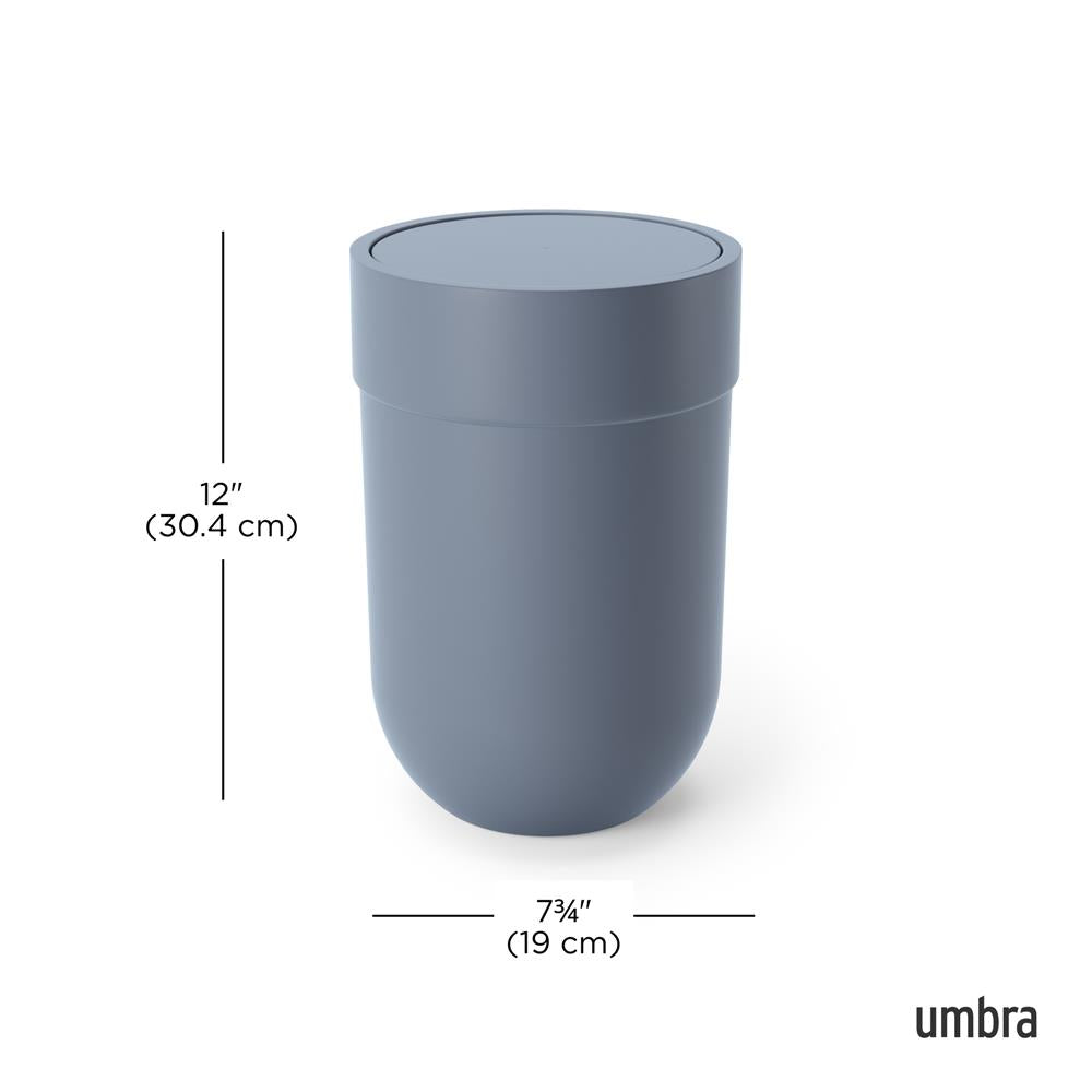 Umbra Touch Abfalleimer 6 L mit Schwingdeckel, in Schieferblau, Kosmetikeimer, Papierkorb, Badezimmereimer