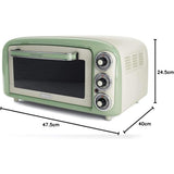 Ariete Vintage Mini Backofen, Grün, 18L Elektrobackofen im Retro-Design, 1380W, 230°C