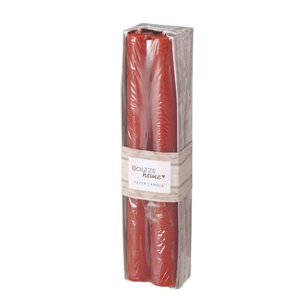 BOLTZE Stabkerze Melia rot 4 Stück 20cm Kerzen Wachskerzen Leuchterkerzen Tafelkerzen