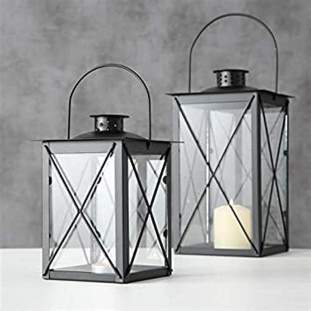 BOLTZE Laterne Farol 30cm Schwarz Metall Windlicht Kerzenhalter Landhaus-Design