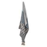 Bloomingville Milas Decke 160x130cm Blau Grau Baumwolle Quasten Tagesdecke Kuscheldecke Überwurf
