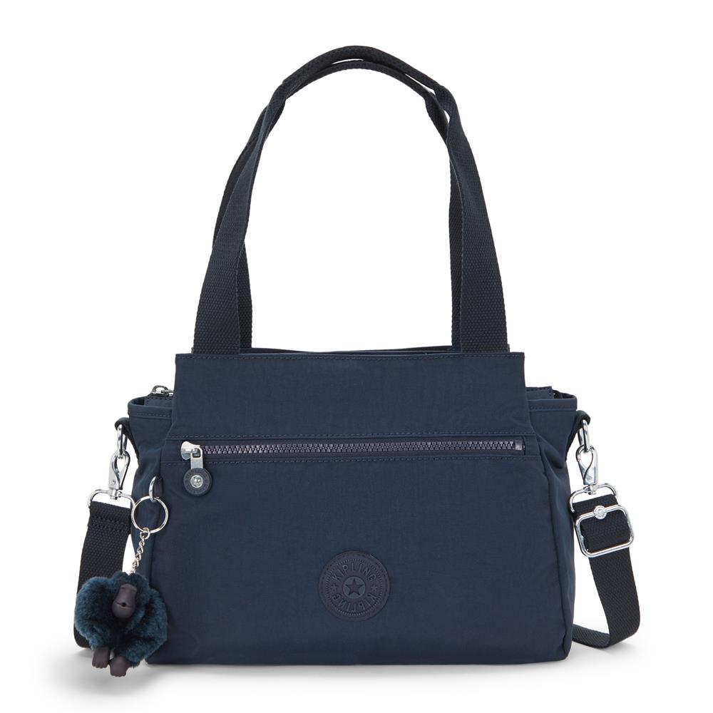 Kipling ELYSIA, mittelgroße Schultertasche, Blue Bleu 2 (blau), Umhängetasche mit vielen Fächern
