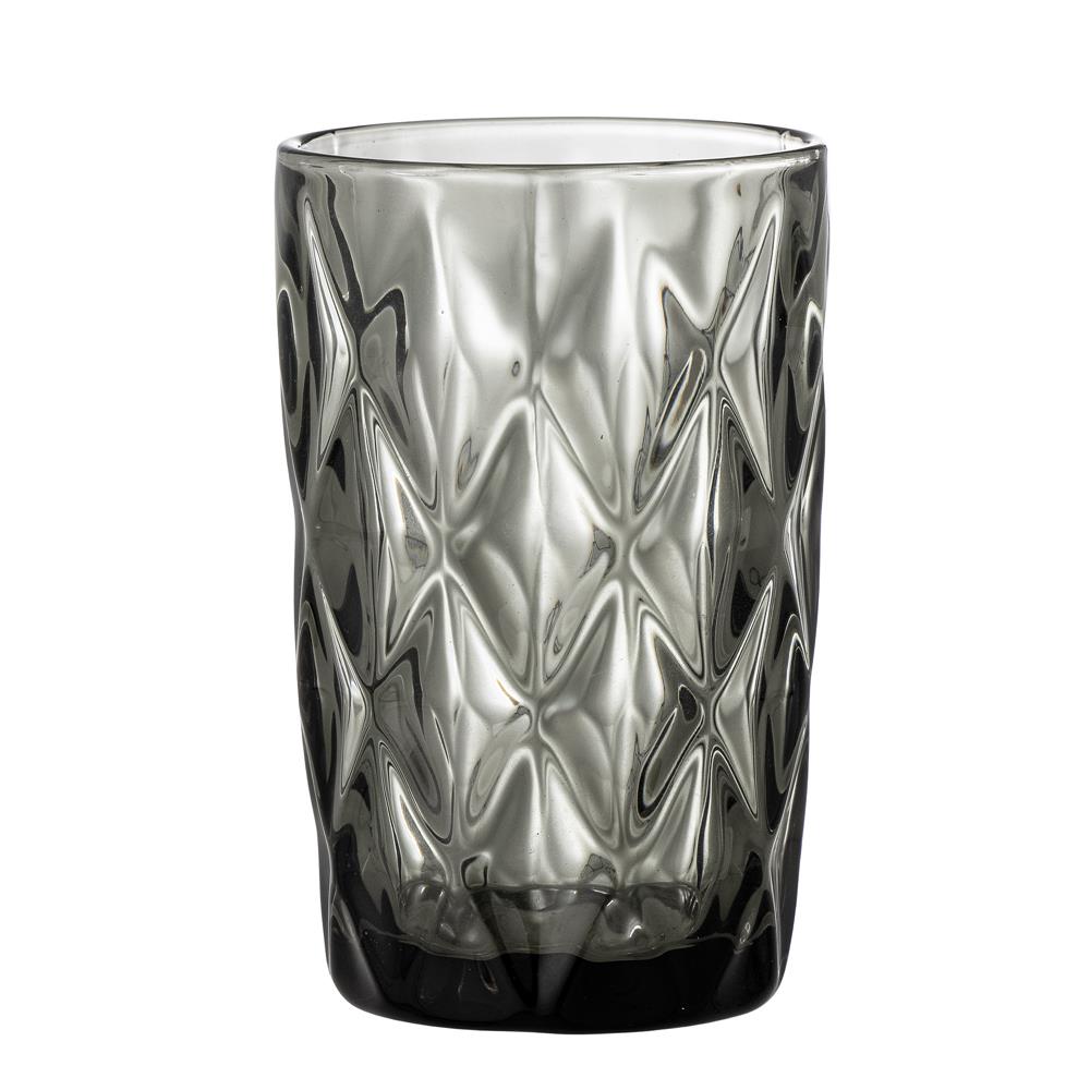 Bloomingville Asana Trinkglas Grau 400ml Glas Facettenmuster spülmaschinenfest