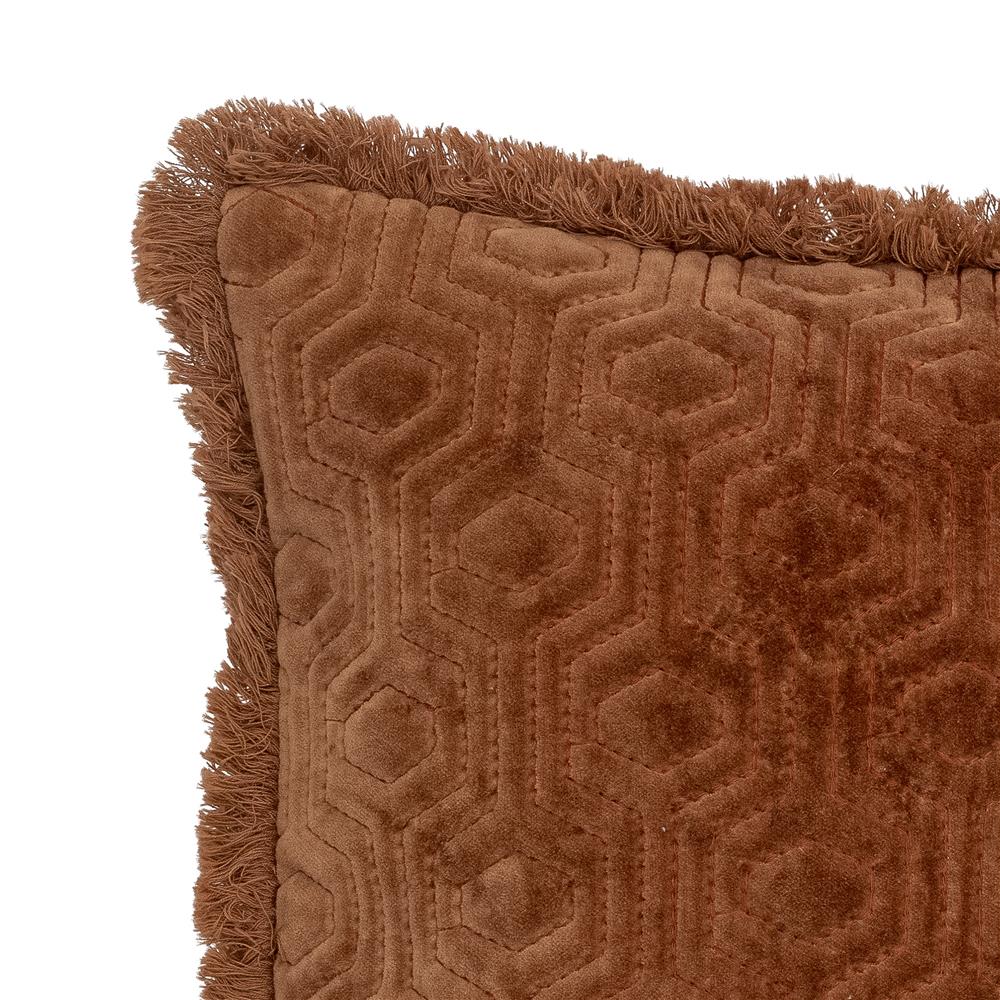Bloomingville Mahado Kissen, Orange, Baumwolle – mit Stickmuster & Fransen, 45x45 cm