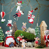 Bloomingville Peo Mäuse Anhänger, Rot, Wollfiguren groß 2er Set Weihnachtsdeko