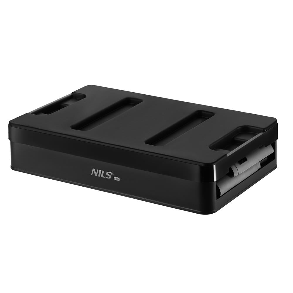 NILS CAMP Transportbox XL 70L Grau-Schwarz - große klappbare Campingbox für Auto & Outdoor