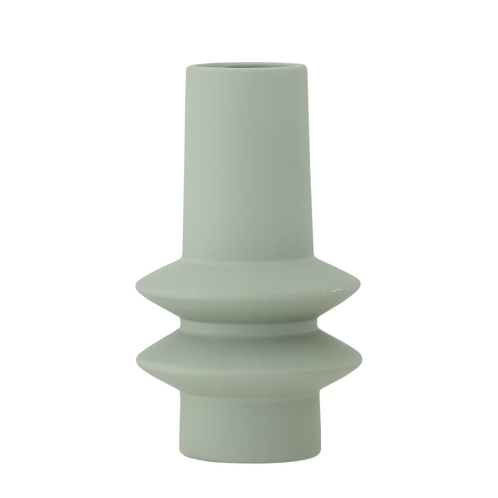 Bloomingville Isold Vase – grüne Steingutvase mit gummiartiger Glasur, 22 cm Höhe