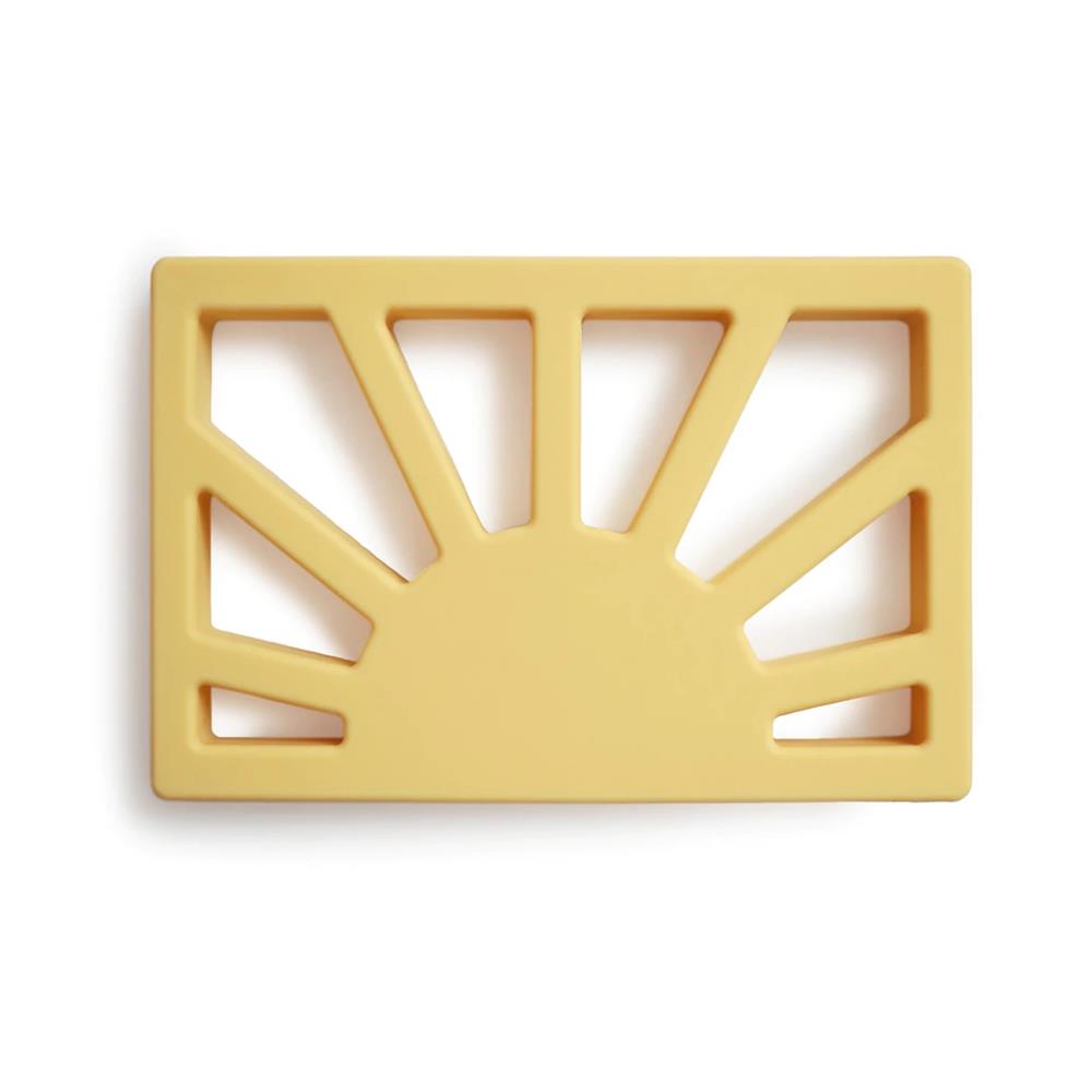 Mushie Beißring Sonne, Muted Yellow, aus Silikon, BPA-frei