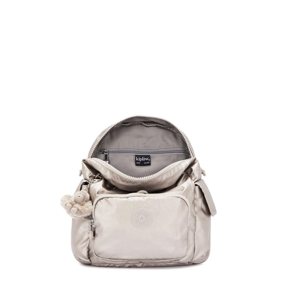 Kipling CITY PACK MINI, Extra kleiner Rucksack, Metallic Glow (beige), 9L, Kompakt & Stylisch