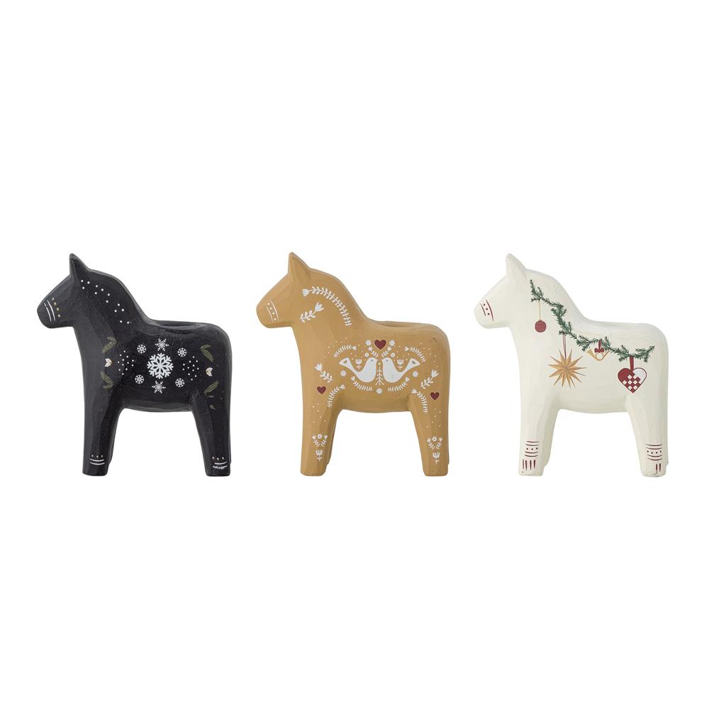 Bloomingville Siffer Kerzenhalter Pferd, Braun, 3er Set Weihnachtsdeko