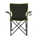 NILS CAMP Campingstuhl Schwarz-Limettengrün - klappbarer Klappstuhl mit Becherhalter für Camping & Garten