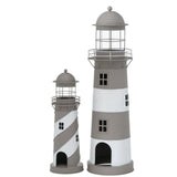 BOLTZE Laterne Amrum Leuchtturm 2er Set Grau/Weiß Windlicht Maritimes Design