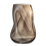 Bloomingville Ingolf Glasvase, Braun, 26 cm Blumenvase Dekovase mit gedrehter Form
