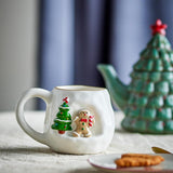 Bloomingville Ryne Tasse Weiß Steingut 2er Set Weihnachtstassen 440 ml