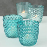 BOLTZE Windlicht Marilu 4er Set Petrol Türkis Glas Kerzenhalter Teelichthalter Maritimes Design