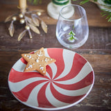 Bloomingville Yule Weihnachtsteller, Bunt, Steingut 23 cm mit Spiralmuster