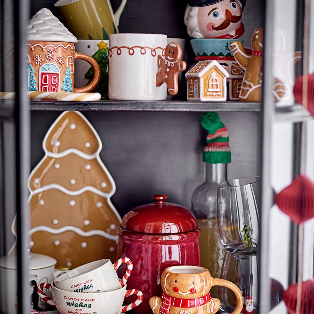 Bloomingville Ginnie Tasse mit Deckel – in Form eines Lebkuchenhauses, Weihnachten, dänisches Design