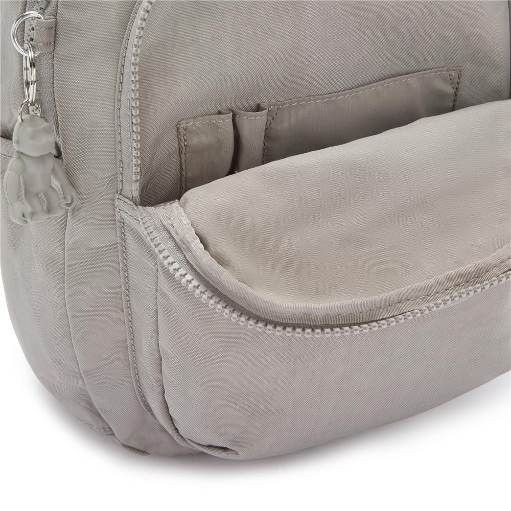Kipling SEOUL S, Kleiner Schulrucksack mit 11-Zoll-Tabletfach, 14L, Grey Gris (grau)