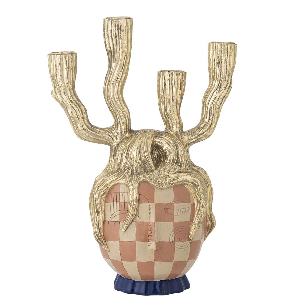 Bloomingville Medusa Kerzenhalter Gold Polyresin L22xH32xW15 cm – künstlerisches Dekoobjekt