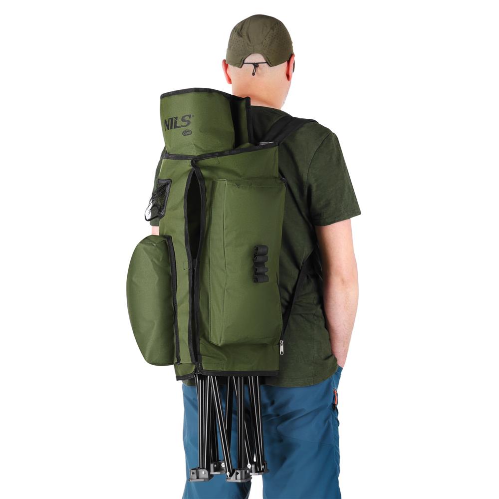 NILS CAMP Campingstuhl in Grün - stabiler Klappstuhl mit Taschen für Camping, Garten & Angeln