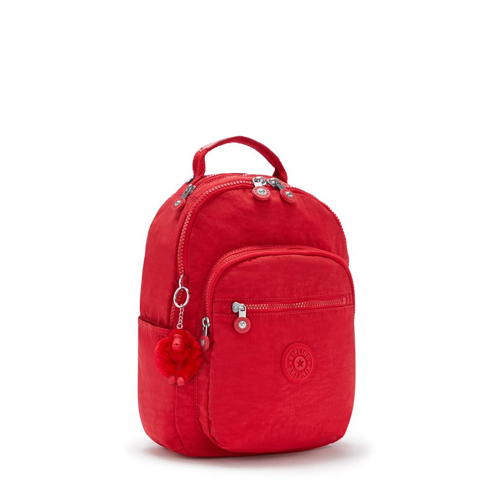 Kipling SEOUL S, Kleiner Schulrucksack mit 11-Zoll-Tabletfach, 14L, Red Rouge (rot)