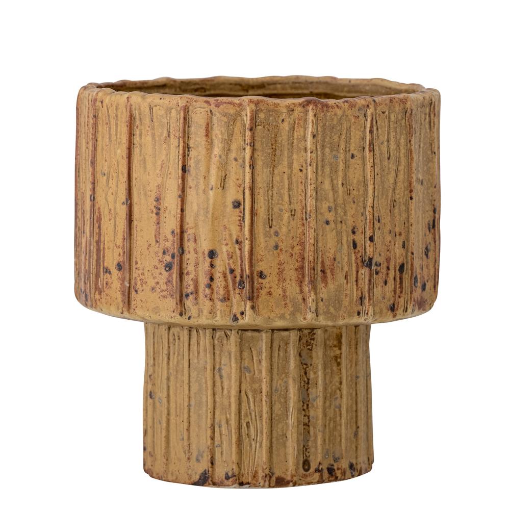 Bloomingville Elitta Blumentopf braun Steingut 3D Struktur 15 cm